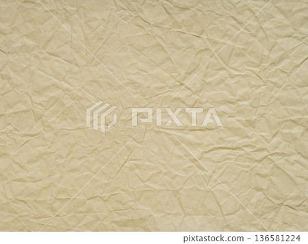 Beige crumpled paper texture. Blank soft page pattern for winter season Christmas festival card, new year designs decoration, background concepts, text, lettering, wall screen saver or other art work. Beige crumpled paper texture. Blank soft page pattern for winter season Christmas festival card, new year designs decoration, background concepts, text, lettering, wall screen saver or other art work. 136581224