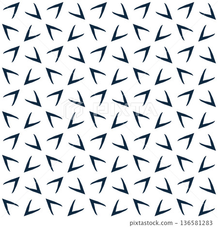 Blue and White Mid-Century Geometric Seamless Pattern with Abstract Motifs Blue and White Mid-Century Geometric Seamless Pattern with Abstract Motifs 136581283