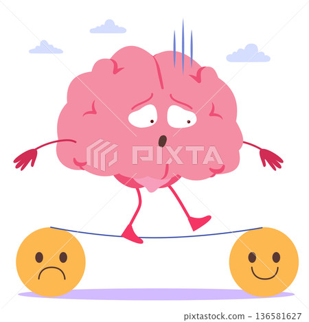 Brain Balancing Between Happiness and Sadness Brain Balancing Between Happiness and Sadness 136581627