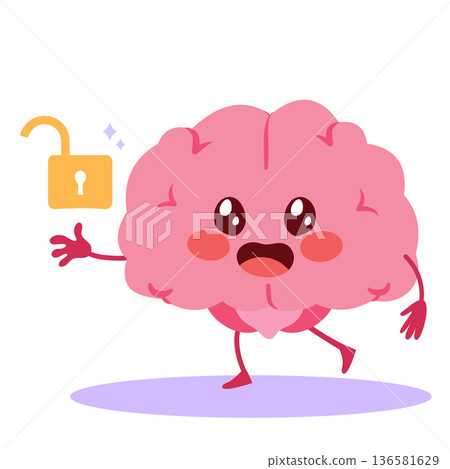 Brain with Open Lock for Mental Freedom Concept 136581629