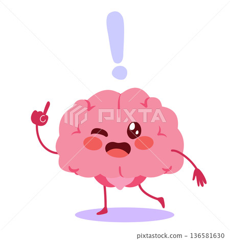 Brain Pointing Exclamation Mark for Important Idea 136581630