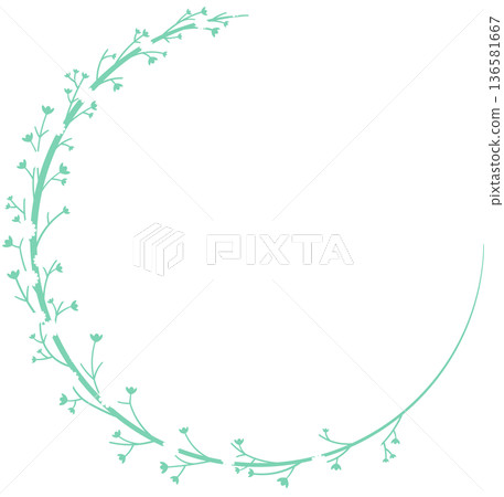 A circular frame decorated with white gypsophila A circular frame decorated with white gypsophila 136581667