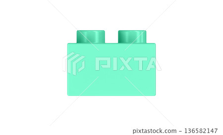 Aquamarine Plastic Building Block Isolated on a White Background. 136582147