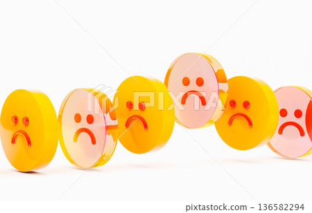 3d Glass emoji feedback icons for customer satisfaction and App rating concept 136582294