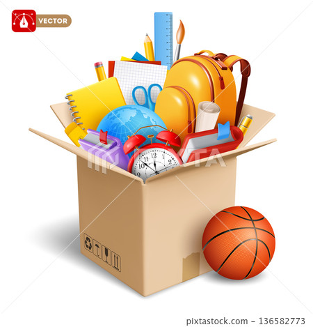 School Stationery in Cardboard Delivery Box School Stationery in Cardboard Delivery Box 136582773