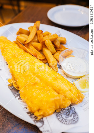 British specialty: fish and chips British specialty: fish and chips 136583434