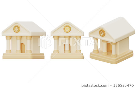 3D rendered courthouse building icon set isolated 136583470