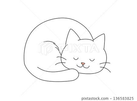 A relaxed illustration of a sleeping white cat curled up A relaxed illustration of a sleeping white cat curled up 136583825