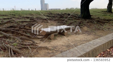 Small wooden bench 136583952