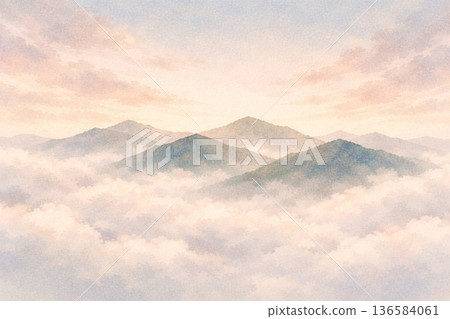 山巒系列：神秘的山峰漂浮在雲海之中 136584061