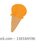 Watercolor hand-drawn illustration of orange sherbet 136584596