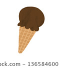 Watercolor hand-drawn chocolate ice cream illustration 136584600
