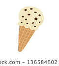 Watercolor hand-drawn illustration of cookie and cream ice cream 136584602