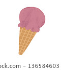 Watercolor hand-drawn strawberry ice cream illustration 136584603