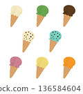 Watercolor hand-drawn illustrations of various ice creams 136584604
