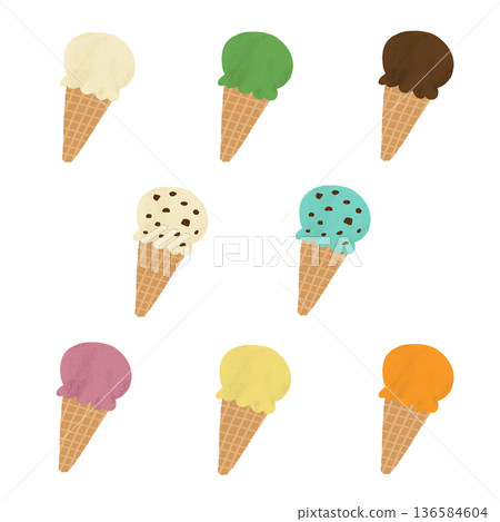 各種冰淇淋的水彩手繪插圖 各種冰淇淋的水彩手繪插圖 136584604
