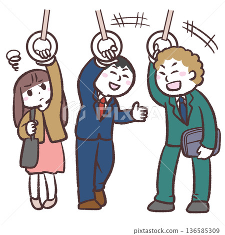 火車上吵雜人群的插圖 136585309