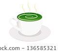 Illustration of a hot matcha latte 136585321