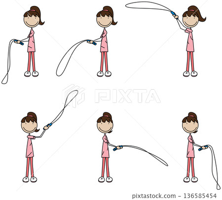 Girl waving rope vector illustration 136585454