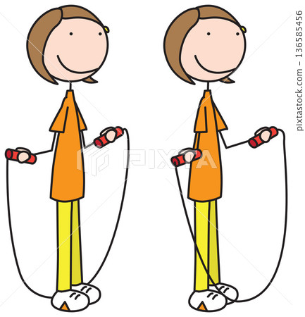 Girl Jumping Rope Vector 136585456