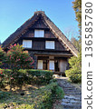 Around the time of the seven herbs, an old thatched roof house and a garden path | Traditional Japanese architecture and Satoyama scenery 136585780