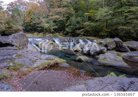 Scenery of the 430,000 waterfalls in Kikuchi Valley Scenery of the 430,000 waterfalls in Kikuchi Valley 136585807