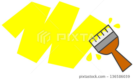 Illustration of brush painting to remake or repaint with oil-based or water-based paint 136586039