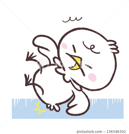 一隻白鳥在冰凍的地面上滑翔的插圖 一隻白鳥在冰凍的地面上滑翔的插圖 136586302