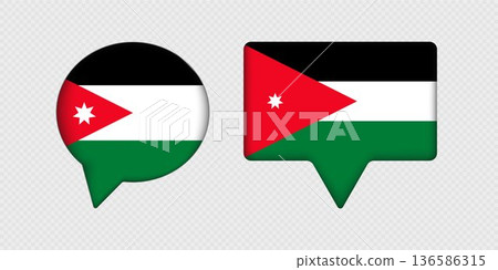 Flag of Jordan in speech bubble. 136586315