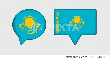 Flag of Kazakhstan in speech bubble. 136586316