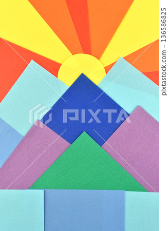 Colorful landscape with stack of variety colored art paper for background 136586825
