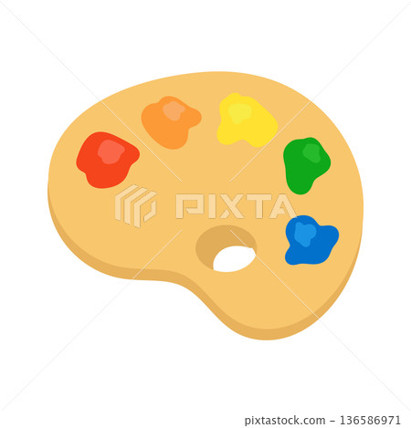 Paints and palette illustration 136586971