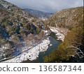 Hozu峽谷雪風景 136587344
