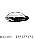 1978 amc pacer car logo isolated monochrome design. with white background rear view. highly recommended for logo, badge, emblem, icon, sticker design. 136587373