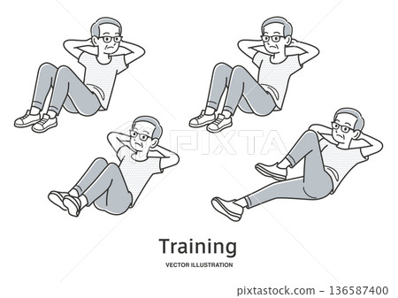 老人做仰臥起坐 136587400