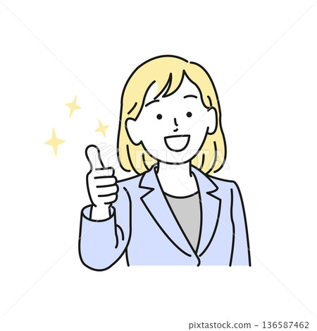 豎起大拇指的年輕女子 136587462