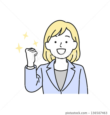 一個穿著西裝的女人微笑著擺出一個勇敢的姿勢 一個穿著西裝的女人微笑著擺出一個勇敢的姿勢 136587463