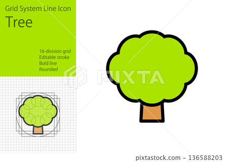 Icons representing nature and forests, simple tree illustrations 136588203