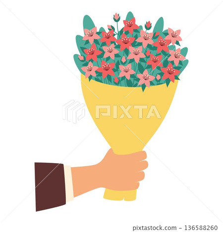 hand holding bouquet hand holding bouquet 136588260