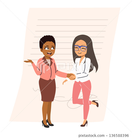 Business Women Handshake Agreement Concept Cartoon Vector Illustration 136588396