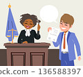 Cartoon Vector Illustration Of Female Judge And Male Attorney In court 136588397