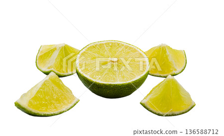 Lime cut section, fresh citrus fruit material (transparent background) Lime cut section, fresh citrus fruit material (transparent background) 136588712
