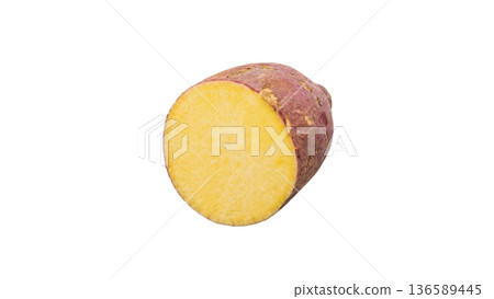 Macro photo of a cross section of a sweet potato (transparent background) 136589445