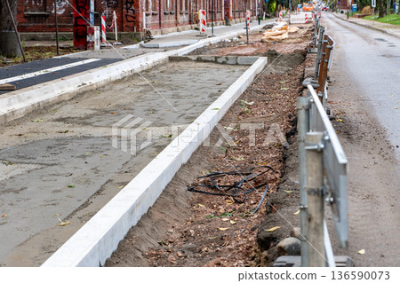 Road Under Repair Construction Scene Road Under Repair Construction Scene 136590073