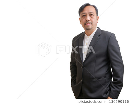 Confident Professional Leader in Formal Suit on White Background 136590116
