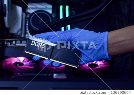 High-speed DDR5 RAM modules. 136590604