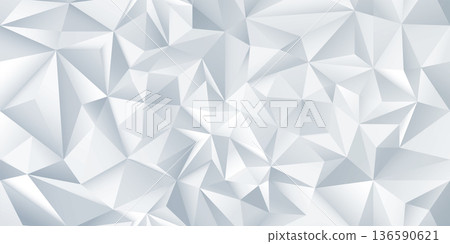Abstract vector polygon seamless background. 3d surface with geometric triangle shapes. White and gray mosaic texture. Futuristic design. Poster, banner, presentation template Abstract vector polygon seamless background. 3d surface with geometric triangle shapes. White and gray mosaic texture. Futuristic design. Poster, banner, presentation template 136590621