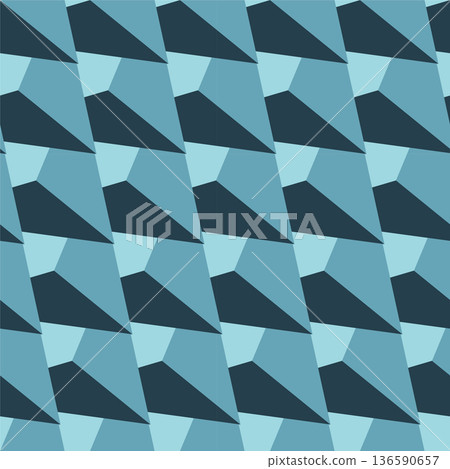 Vector isometric seamless geometric 3d futuristic pattern. Blue repeatable creative optical digital background. Decorative ceramic tile texture Vector isometric seamless geometric 3d futuristic pattern. Blue repeatable creative optical digital background. Decorative ceramic tile texture 136590657