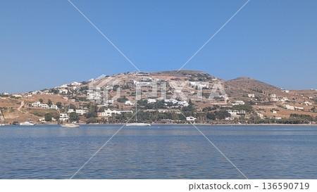 Town with hill on the coast Town with hill on the coast 136590719