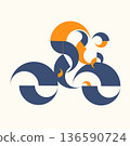 Mountain bike. Sports emblems in Art Deco style. 136590724